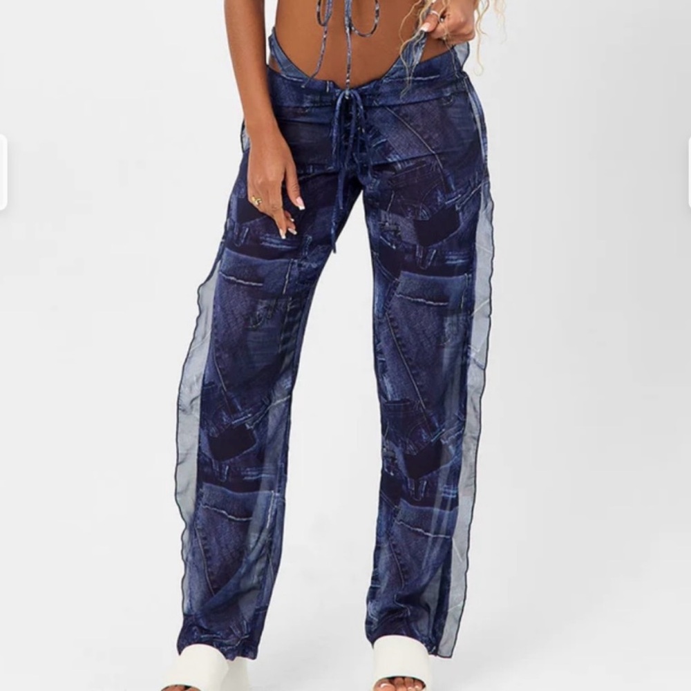 Frankie's Bikinis Lace-Up Blue Pants